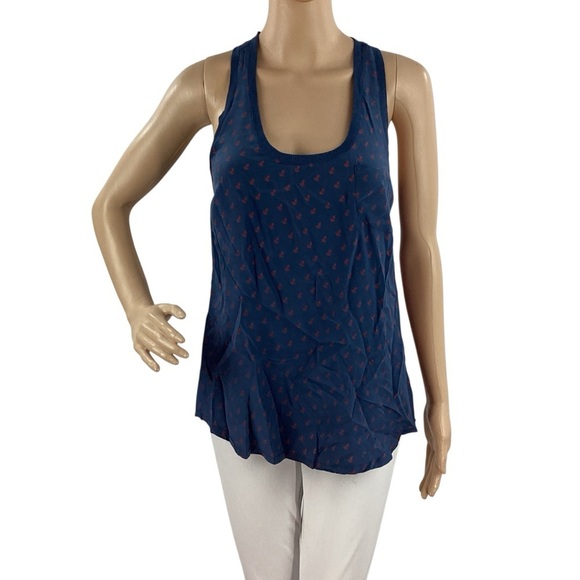 Joie Alicia Anchor Print Silk Racerback Tank Top Small - Picture 1 of 7